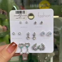  عکس1 پک گوشواره هفت جفتی نقره ای